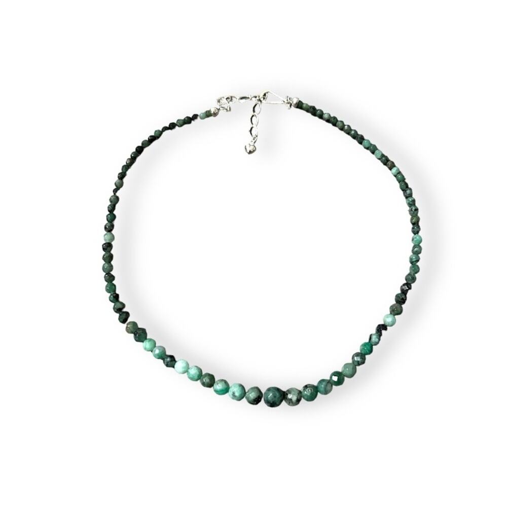 Jay King Graduated Malachite Bead Necklace Sterling Fluted Hook Close 20"